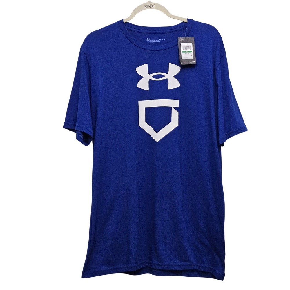 Under Armour Graphic Tee Mens M Blue‎ Home Plate Baseball Athletic Shirt Sports